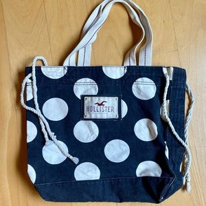 Hollister Canvas Polka Dot Tote Bag